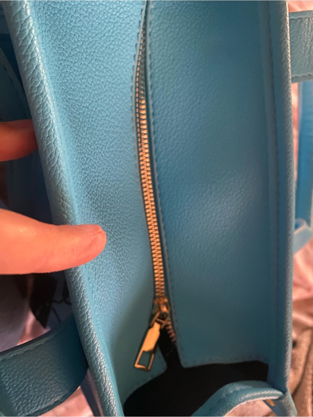 Marc Jacobs Turquoise Blue Pebbled Leather Tote Small/Medium - Picture 7 of 9